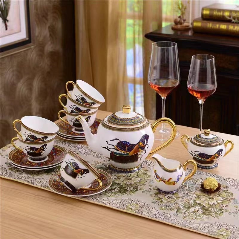 Luxury tea set for 6, 9pcs